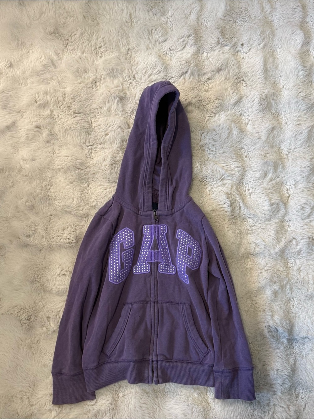 GAP Kids Y2K Purple Rhinestone Zip-Up Hoodie